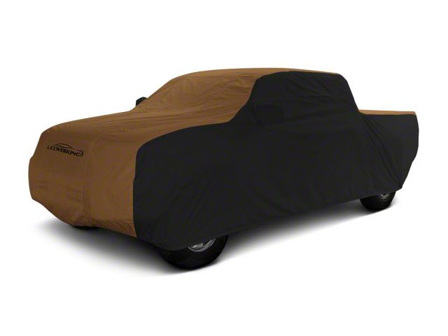 Coverking Stormproof Car Cover with Rear Roof Shark Fin Antenna Pocket; Black/Tan (19-24 RAM 3500 Crew Cab w/ 6.4-Foot Box)