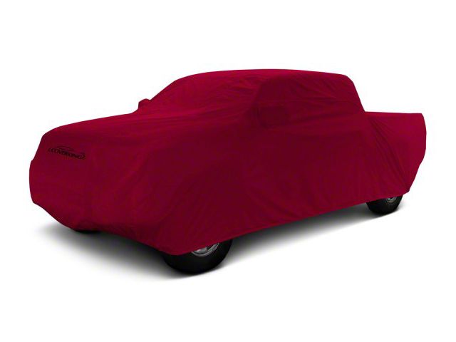 Coverking Stormproof Car Cover with Rear Roof Shark Fin Antenna Pocket; Red (19-24 RAM 3500 Crew Cab w/ 6.4-Foot Box)