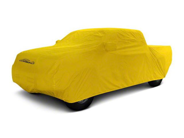 Coverking Stormproof Car Cover with Rear Roof Shark Fin Antenna Pocket; Yellow (19-24 RAM 3500 Crew Cab w/ 6.4-Foot Box)
