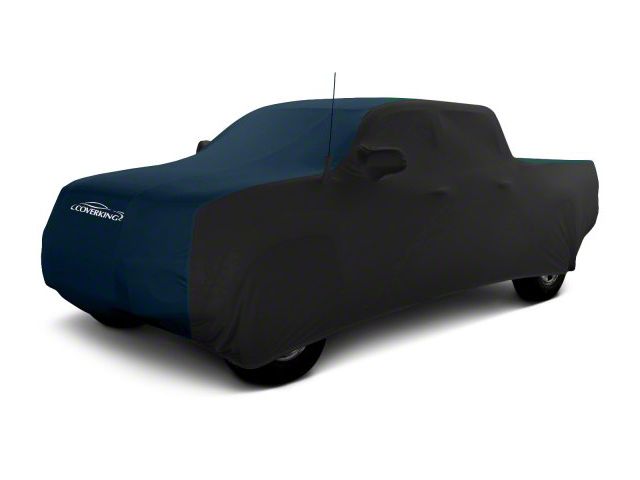 Coverking Satin Stretch Indoor Car Cover; Black/Dark Blue (19-24 Sierra 1500 Regular Cab w/ 8-Foot Long Box & Non-Towing Mirrors)