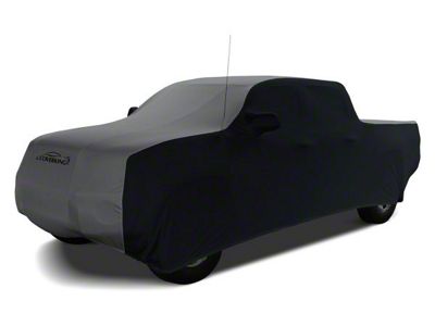 Coverking Satin Stretch Indoor Car Cover; Black/Metallic Gray (19-24 Sierra 1500 Crew Cab w/ Non-Towing Mirrors)