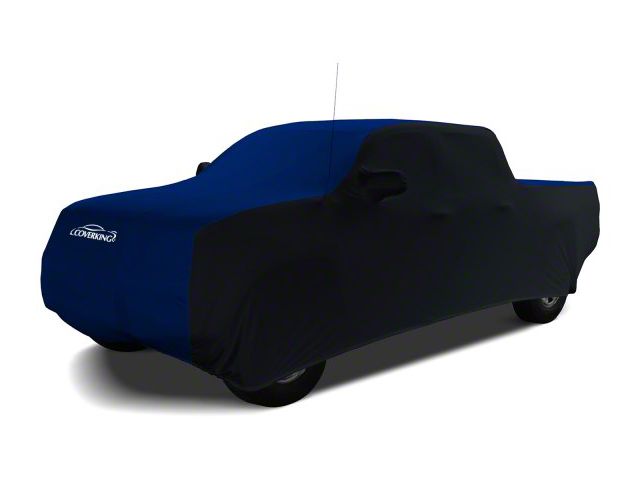 Coverking Satin Stretch Indoor Car Cover; Black/Impact Blue (19-24 Silverado 1500 Double Cab w/ Non-Towing Mirrors)