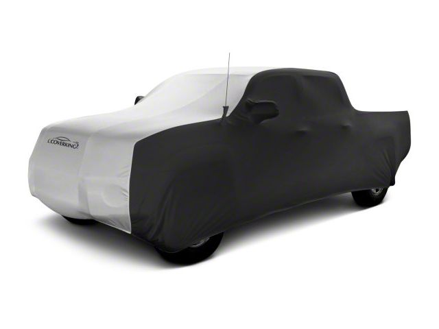 Coverking Satin Stretch Indoor Car Cover; Black/Pearl White (19-24 Silverado 1500 Crew Cab w/ Non-Towing Mirrors)