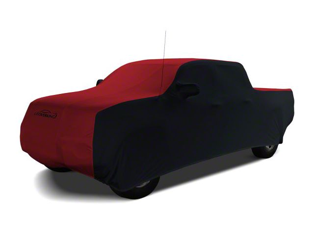 Coverking Satin Stretch Indoor Car Cover; Black/Pure Red (19-24 Silverado 1500 Double Cab w/ Non-Towing Mirrors)