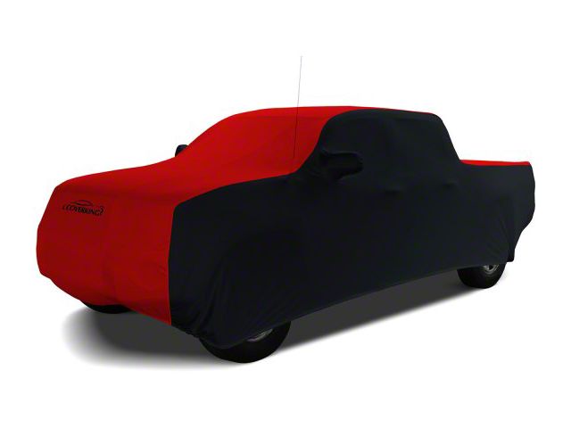 Coverking Satin Stretch Indoor Car Cover; Black/Red (19-24 Silverado 1500 Double Cab w/ Non-Towing Mirrors)