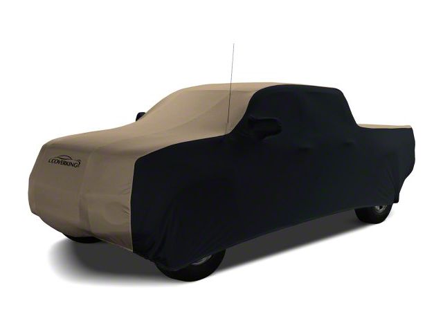Coverking Satin Stretch Indoor Car Cover; Black/Sahara Tan (14-18 Silverado 1500 Double Cab w/ Non-Towing Mirrors)