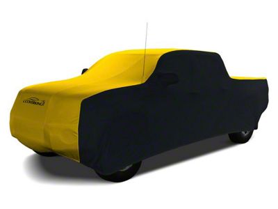 Coverking Satin Stretch Indoor Car Cover; Black/Velocity Yellow (19-24 Silverado 1500 Crew Cab w/ Non-Towing Mirrors)