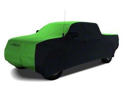 Coverking Satin Stretch Indoor Car Cover; Black/Synergy Green (15-19 Silverado 3500 HD Crew Cab)