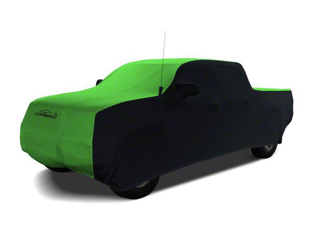 Coverking Satin Stretch Indoor Car Cover; Black/Synergy Green (15-19 Silverado 3500 HD Crew Cab)