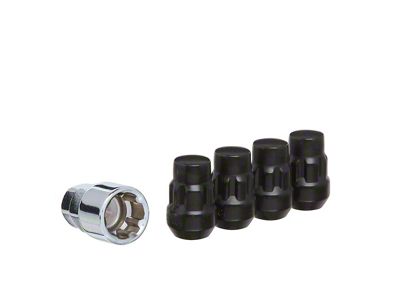 Black Acorn Wheel Locks; 1/2-Inch x 20-Inch; Set of 4 (87-04 Dakota)