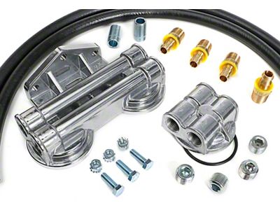 Double Oil Filter Relocation Kit with 90-Degree Bypass; 22mm x 1.50 Threads (09-11 3.7L Dakota)