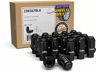 ET Bulge Acorn Black Lug Nut Kit; 9/16-Inch x 18; Set of 20 (05-11 Dakota)