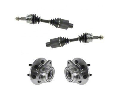 Front Outer CV Axle Shafts and Hub Assembly Set (01-04 4WD Dakota w/ Rear Wheel ABS Brakes)