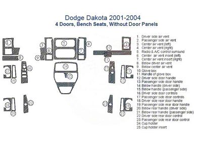 Full Dash Trim Kit; Oxford Burlwood Finish (01-04 Dakota Quad Cab w/ Bench Seat)