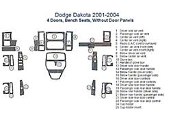 Full Dash Trim Kit; Real Carbon Fiber Finish (01-04 Dakota Quad Cab w/ Bench Seat)