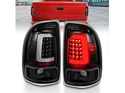 LED Bar Style Tail Lights; Black Housing; Clear Lens (97-04 Dakota)