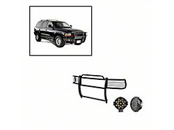 Modular Grille Guard with 5.30-Inch Black Round Flood LED Lights; Black (97-04 Dakota)