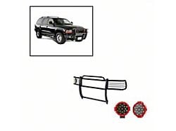 Modular Grille Guard with 5.30-Inch Red Round Flood LED Lights; Black (97-04 Dakota)