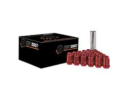 Red Acorn Spline Lug Nuts; 1/2-20-Inch; Set of 24 (87-04 Dakota)