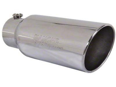 Angled Cut Rolled End Round Exhaust Tip; 7-Inch; Polished (Fits 5-Inch Tail Pipe)