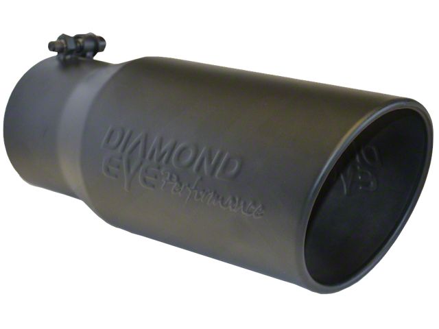 Angled Cut Rolled End Round Exhaust Tip; 6-Inch; Polished (Fits 5-Inch Tail Pipe)