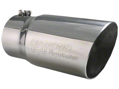 Angled Cut Round Exhaust Tip; 6-Inch; Polished (Fits 5-Inch Tail Pipe)