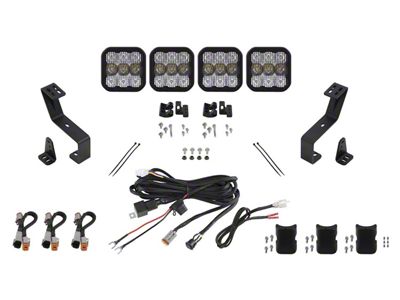 Diode Dynamics SS5 Pro 4-Pod CrossLink Grille Light Bar Kit; White Combo (19-24 RAM 1500 w/o Active Lower Grille Shutters)