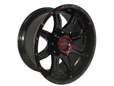 Disaster Offroad D02 Gloss Black with Candy Red Milled 6-Lug Wheel; 20x10; -12mm Offset (07-13 Sierra 1500)