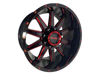 Disaster Offroad D04 Gloss Black with Candy Red Milled 6-Lug Wheel; 20x10; -12mm Offset (07-13 Silverado 1500)