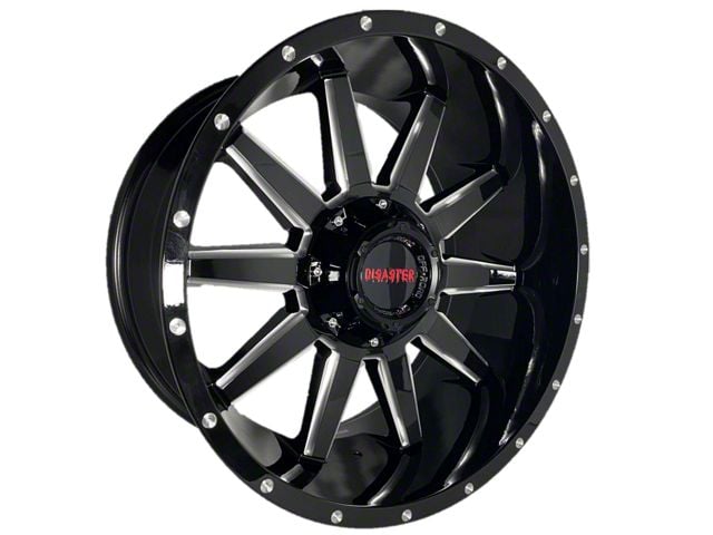 Disaster Offroad D04 Gloss Black Milled 6-Lug Wheel; 20x10; -12mm Offset (07-13 Silverado 1500)