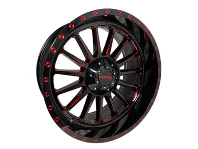 Disaster Offroad D96 Gloss Black with Candy Red Milled 6-Lug Wheel; 20x10; -12mm Offset (07-13 Silverado 1500)