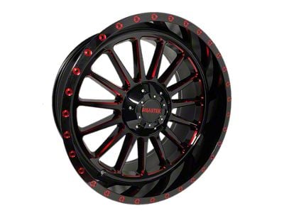 Disaster Offroad D96 Gloss Black with Candy Red Milled 6-Lug Wheel; 20x10; -12mm Offset (07-14 Tahoe)