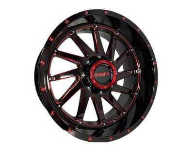 Disaster Offroad D01 Gloss Black with Candy Red Milled 6-Lug Wheel; 20x12; -44mm Offset (14-18 Silverado 1500)