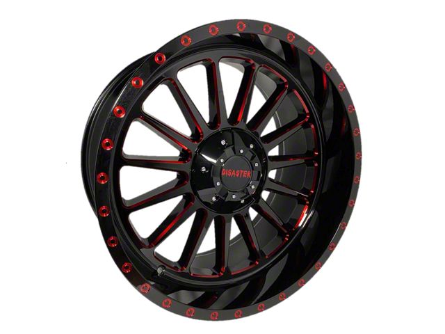 Disaster Offroad D96 Gloss Black with Candy Red Milled 6-Lug Wheel; 20x10; -12mm Offset (15-20 F-150)