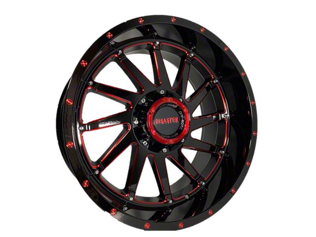 Disaster Offroad D01 Gloss Black with Candy Red Milled 6-Lug Wheel; 20x12; -44mm Offset (2024 Ranger)