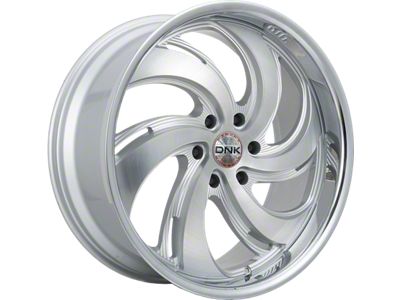 DNK Street 702 Brushed Face Silver Milled with Stainless Lip 6-Lug Wheel; 24x10 6-Lug Wheel; 25mm Offset (99-06 Sierra 1500)