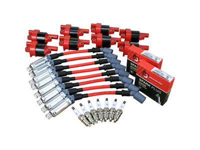Dragon Fire Performance Ignition Tune Up Kit; Red (07-13 V8 Sierra 1500 w/ Round Coils)