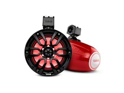 DS18 NXL 8-Inch Marine and Powersports Tower Speakers with LED RGB Lights; Red (Universal; Some Adaptation May Be Required)