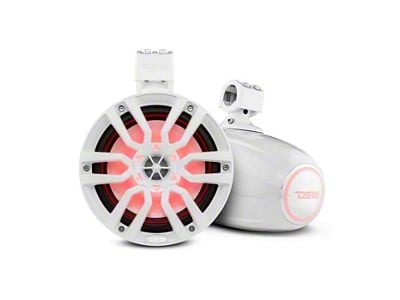 DS18 NXL 8-Inch Marine and Powersports Tower Speakers with LED RGB Lights; White (Universal; Some Adaptation May Be Required)