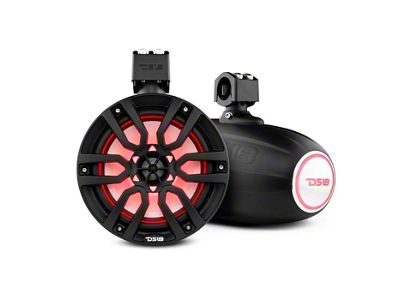 DS18 NXL 6.50-Inch Marine and Powersports Tower Speakers with LED RGB Lights; Black (Universal; Some Adaptation May Be Required)