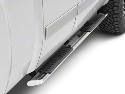 Barricade 4-Inch Flat Oval Running Boards; Stainless Steel (07-13 Silverado 1500 Extended Cab)