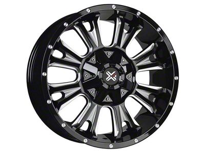 DX4 Wheels RENEGADE Gloss Black Milled 8-Lug Wheel; 20x9; 12mm Offset (03-09 RAM 3500 SRW)