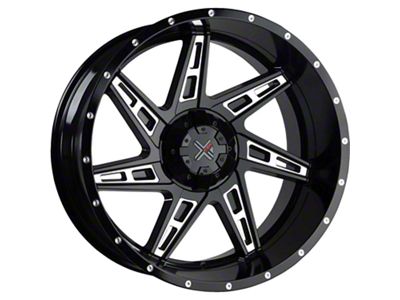 DX4 Wheels SKULL Gloss Black Milled 5-Lug Wheel; 22x11.5; -40mm Offset (02-08 RAM 1500, Excluding Mega Cab)