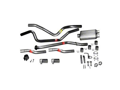 Dynomax Ultra Flo Welded Dual Exhaust System with Polished Tips; Rear Exit (99-06 4.3L Sierra 1500)