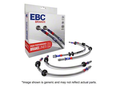 EBC Brakes Stainless Braided Brake Lines; Front and Rear; 2-Inch Extension (07-13 Sierra 1500 w/ Rear Disc Brakes)