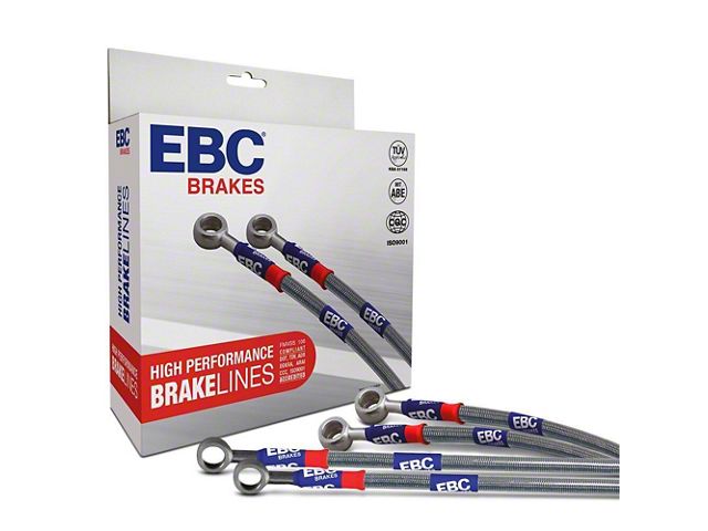 EBC Brakes Stainless Braided Brake Lines; Front and Rear; 4-Inch Extension (08-13 Silverado 1500 w/ Rear Drum Brakes & w/o Active Fuel Management)
