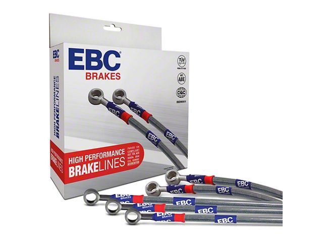 EBC Brakes Stainless Braided Brake Lines; Front and Rear (01-03 4WD Silverado 1500 Regular Cab)