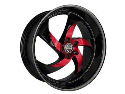 Elegance Luxury Danger Gloss Black with Candy Red Center 6-Lug Wheel; 22x9.5; 24mm Offset (07-13 Sierra 1500)