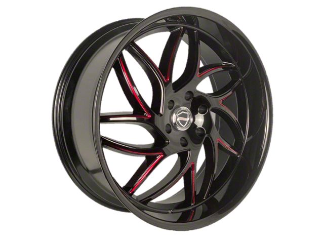 Elegance Luxury Magic Gloss Black with Candy Red Milled 6-Lug Wheel; 24x10; 24mm Offset (07-14 Tahoe)