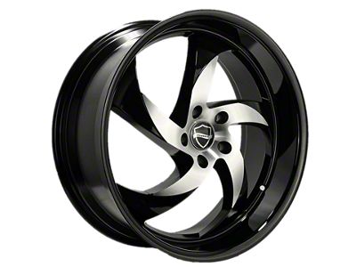 Elegance Luxury Danger Gloss Black Machine Center with Gloss Black Lip 6-Lug Wheel; 22x9.5; 24mm Offset (07-14 Yukon)